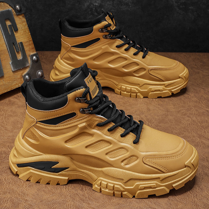 Workwear men's shoes winter non-sliphikingbootsmenthick soleheight increasingdad shoessportscasualhigh top trendy shoes