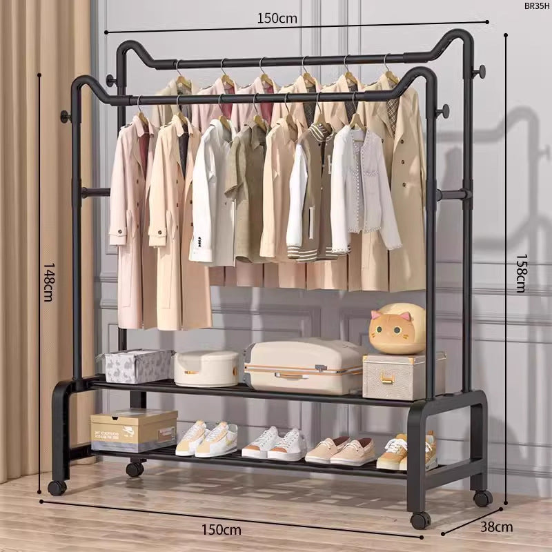 Clothes drying rack floor-standing for home bedroom hanging clothes foldable simple indoor dormitory movable storage rack for drying clothes and hats