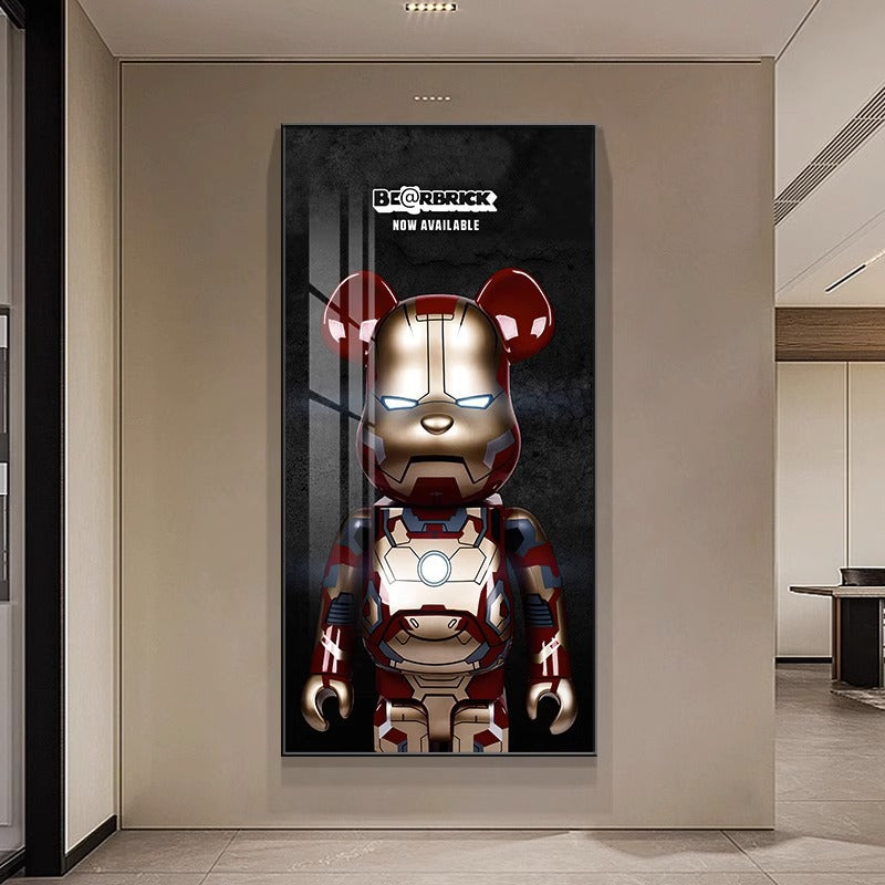 Kaws violent bear entrance entrance decorative painting modern simple corridor aisle hanging painting tide brand creative building block mural