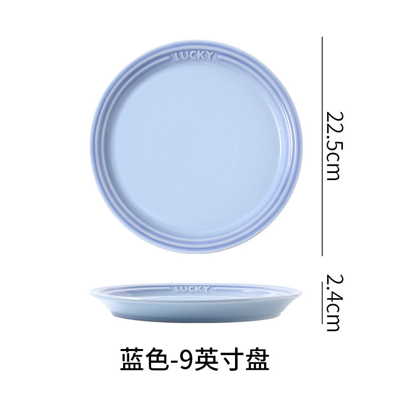 French-style matte ceramic plate, high-end aesthetic, cake plate, creative round fruit and dessert plate, steak plate, plating dish
