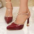 2026 summer new arrival: rivet-embellished platform heels - women's solid color chunky heel pointed toe sexy & chic sandals