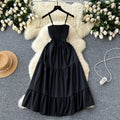 Women's slip dress - new summer  collection: elastic waist, slimming, sleeveless bandeau, ruffle hem maxi dress