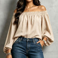 new european and american style independent store: sexy off-the-shoulder elasticated loose long-sleeve shirt