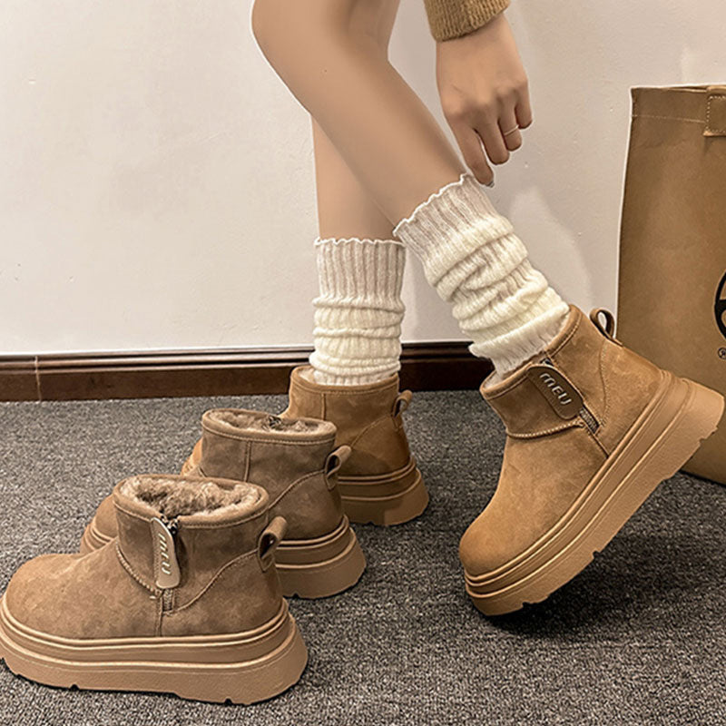 Snow boots cotton shoes 2026winternew arrivaleasiest for matchfleece-linedthickenednortheast thick sole anti-ski snow women's boots short boots
