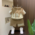 Boys' summer cool & stylish short-sleeve outfit:  new summer collection - trendy two-piece set for kids, featuring lettering and a casual, stylish look