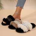 Woven diamond strip indoor and outdoor casual wool slippers 2024 fall and winter floor mops bedroom home long hair slippers