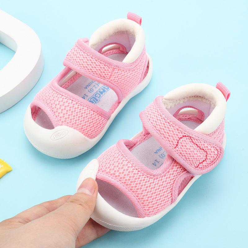 Baby sandals for boys, summer first walker shoes, 0-1-2 years old infant anti-slip soft sole mesh shoes for babies and toddlers, baby girl shoes