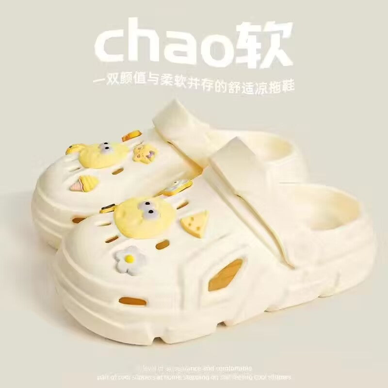 Summer clogs women's cartoon outwear 2024new arrivalthick solecouple beach outdoor baotou sandals men