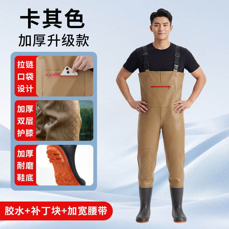 Water pants, full body thickened water pants, mennew arrivalwaterproof pants, water shoes, one-piece fish-catching rain pants, sea-catching jumpsuits