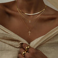 European and american cross-border cross pendant snake bone chain stacking wear necklace set personalized minimalist ins necklace jewelry