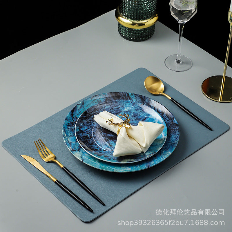 Ceramic marble pattern tableware model room tableware decoration european style western food plate steak plate suit