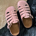 Retro piggyback birkenstock shoes women's easiest for match2026new arrivalspring and summeroutwear slip-on lazy cut out toe-cap half slippers