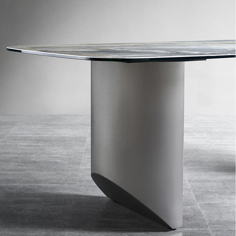 Luxury italian imported high-end dining table - modern minimalist rectangular alpine mountain rock slab dining table