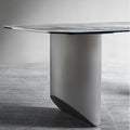 Luxury italian imported high-end dining table - modern minimalist rectangular alpine mountain rock slab dining table