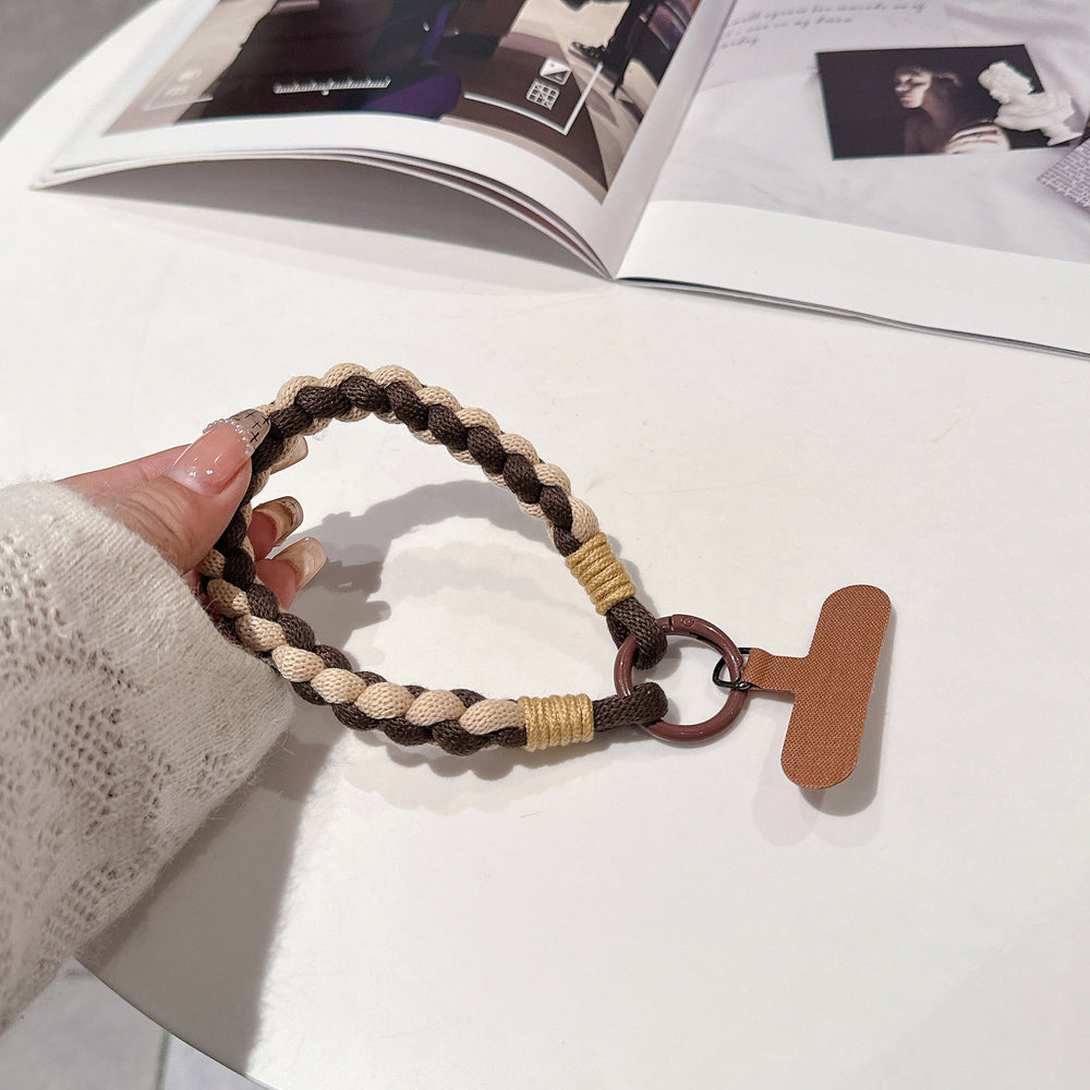 Colorful braided rope mobile phone creative short lanyard wrist nylon accessories satchel twist hanging ornaments cartoon finger ring