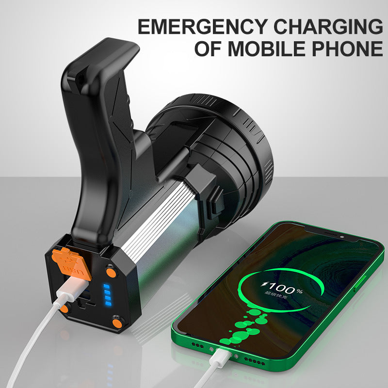 Cross-border gun searchlight P50 strong light flashlight USB charging mobile phone charging long-range outdoor flashlight spotlight