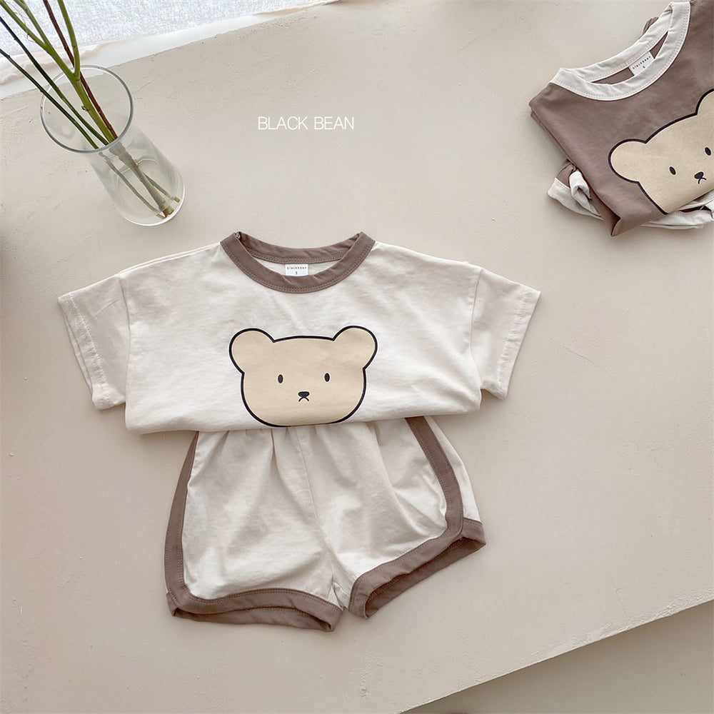 Summer korean style baby outfit set for 0-4 years old, ins-inspired loungewear for boys and girls, pure cotton breathable two-piece set