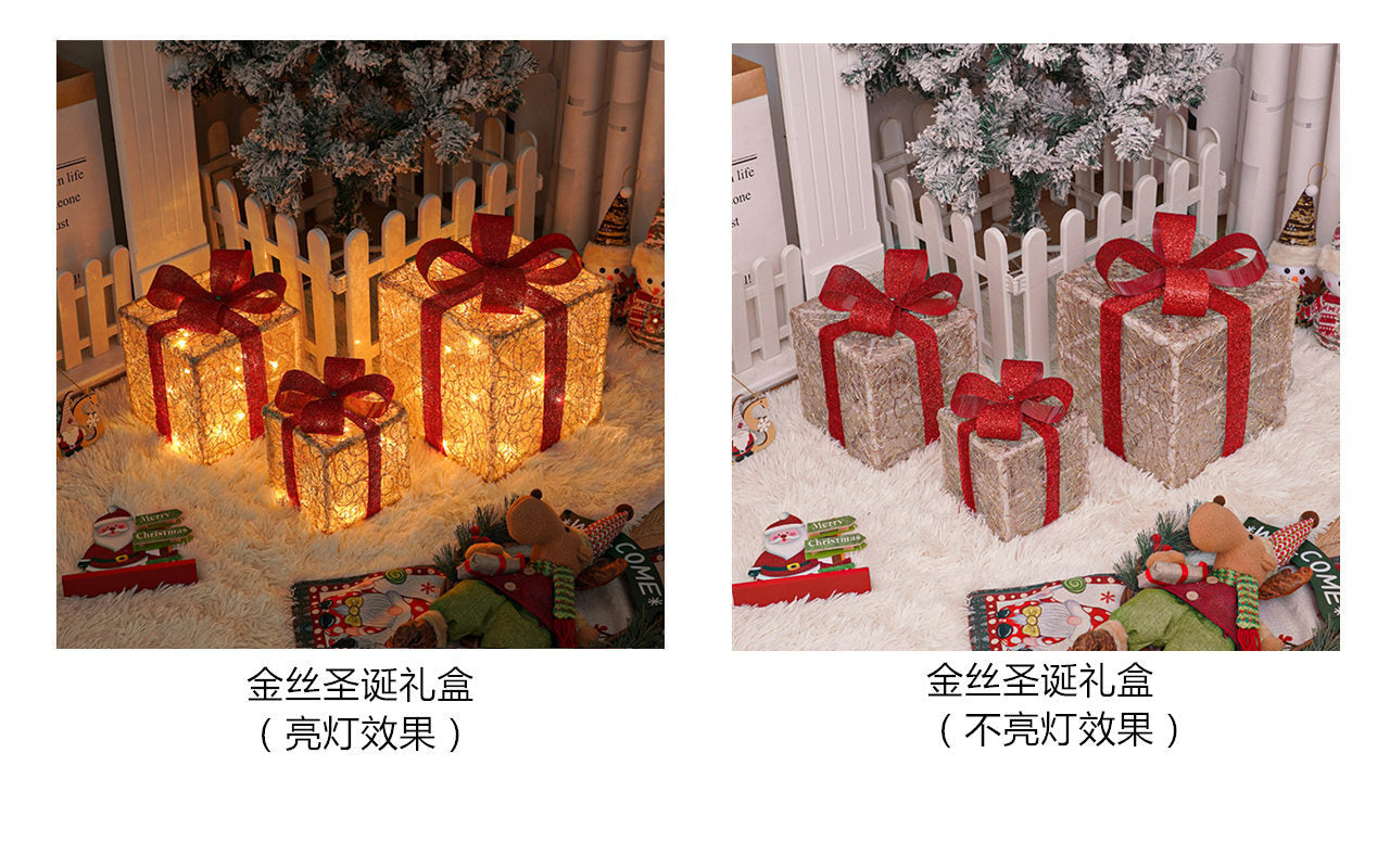 Christmas atmosphere must-have new folding Christmas gift box three-piece set, couple romantic atmosphere props gift decoration
