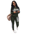 S38555 cross-border wholesale european and american women's clothing casual fashion letter printing [thickened] sports suit for women