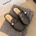 2025 summer new pearl-embellished mule slippers for women, round toe slip-ons, wholesale casual shoes