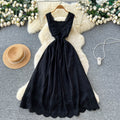 French red cut out sleeveless silmdress women's summer pure desire style high waist slimming lookelegant vacation style a-line skirt