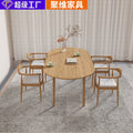 Customizable light luxury nordic style oval dining table for guest rooms, b&bs, and offices - solid wood meeting and conference table