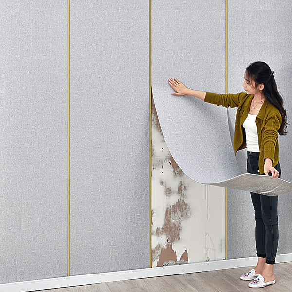 Thickened sound insulation wallpaper Self-adhesive waterproof and moisture-proof 3D three-dimensional wall sticker cement wall covering Bedroom warm background wall wallpaper