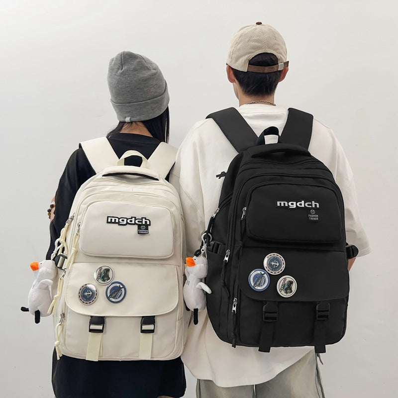 New large-capacity casual backpack stylish simple solid color campus style student school bag travel computer bag