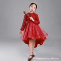 Ready-to-ship wholesale children's choir piano performance outfits, high-end formal dresses for girls, new trailing princess gowns for autumn and winter