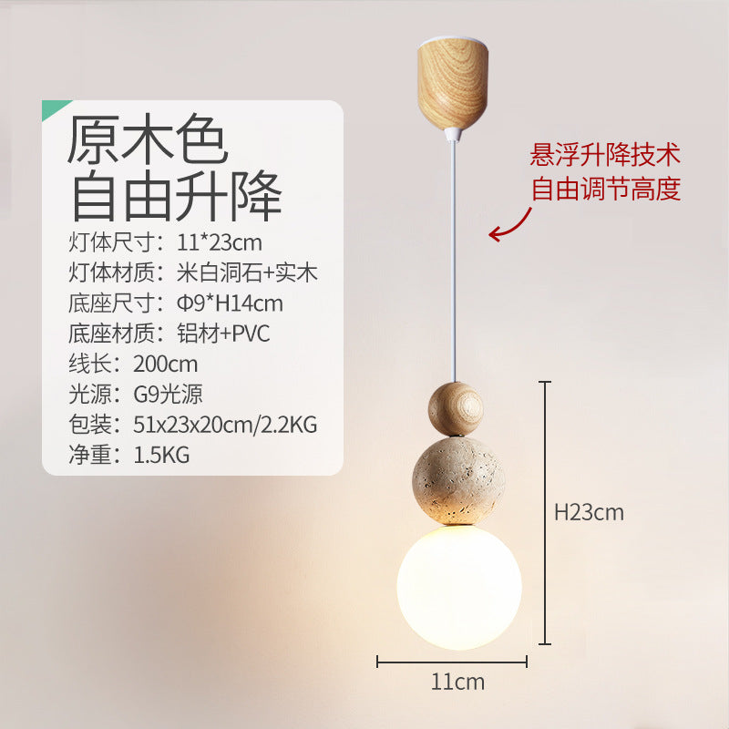 Yellow travertine chandelier medieval cream style bedroom bedside lamp American Bauhaus porch restaurant bar island table single head