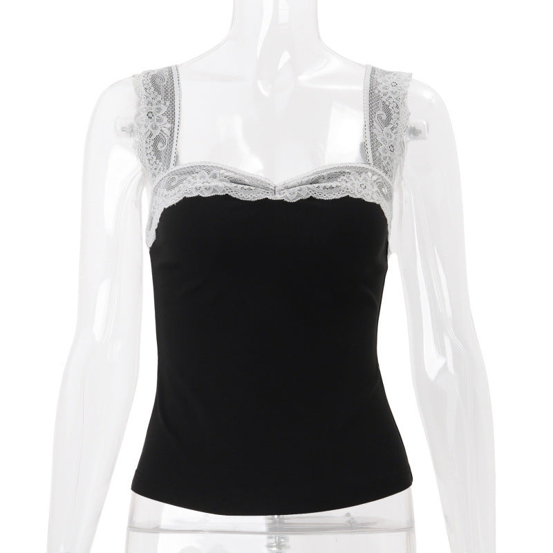 women's summer  new french retro lace patchwork high-end elegant outerwear top