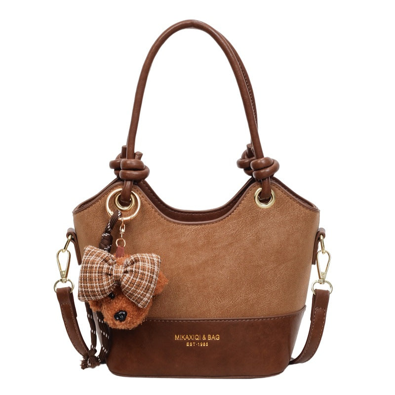 2025 new korean style handheld bucket bag women's bag retro popular chic elegant single shoulder crossbody bag