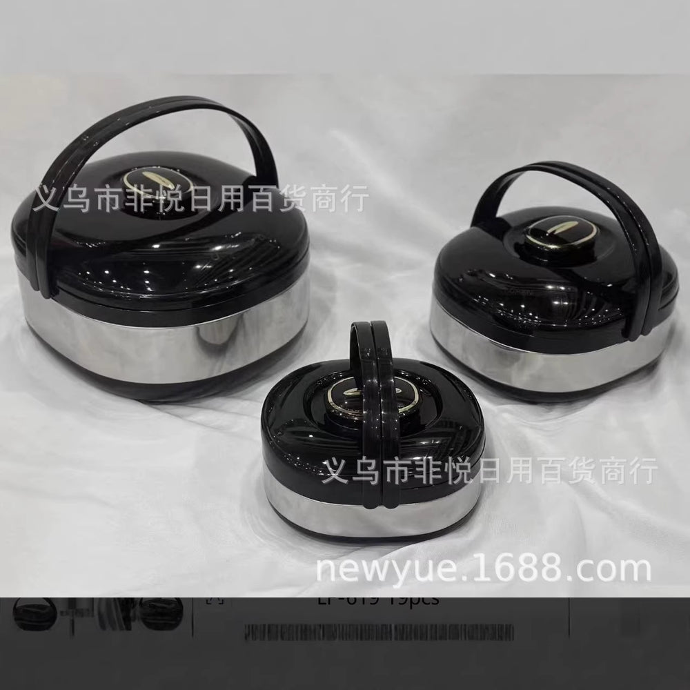 980 factory hot selling cross-border hot selling fresh-keeping lunch box thermal insulation bucket high-end stainless steel thermal insulation pot fresh-keeping bucket three pieces 6