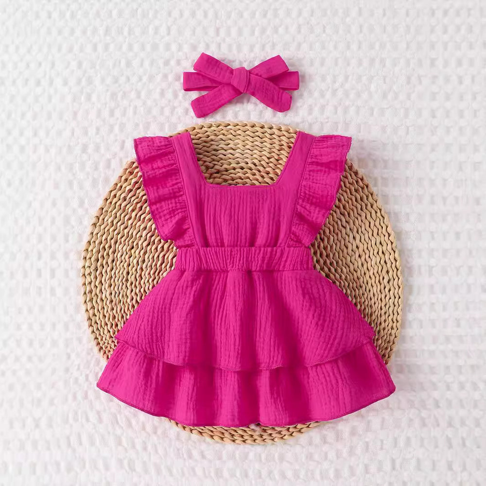 children's skirt two-piece headwear dresssuit baby dress dress cotton new arrival dress style vacation fashion