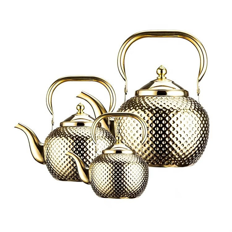 Bobo kettle cross-border hammered stainless steel old-fashioned teapot middle eastern spherical water kettle handle with filter restaurant for home