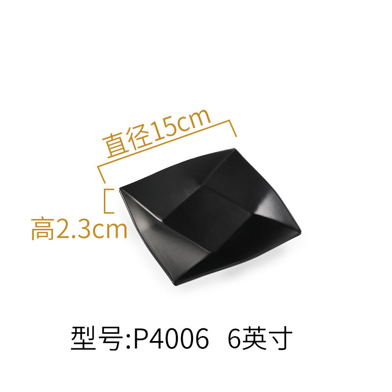 Melamine black tableware plastic dish imitation porcelain dinner plate cold dish plate barbecue hot pot plate barbecue restaurant plate commercial