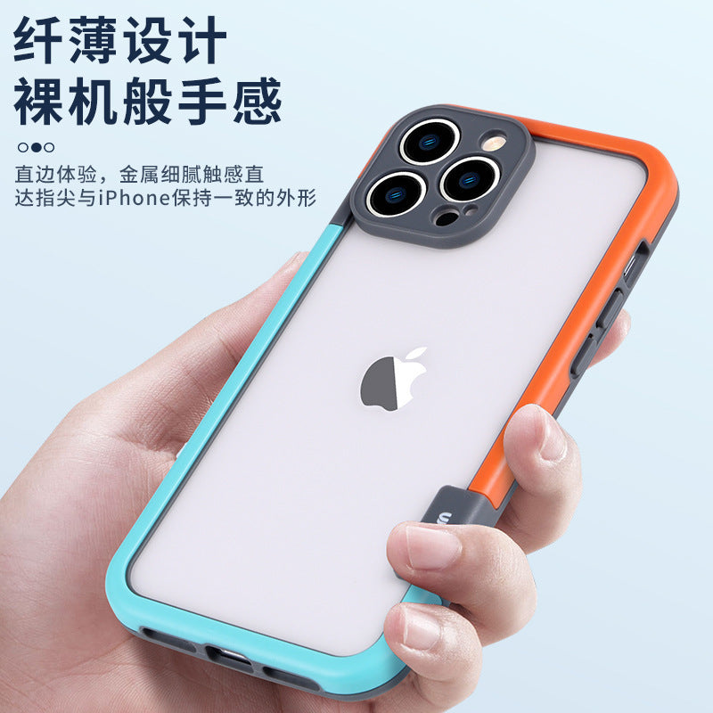 Suitable for iphone17contrast color silicone frame mobile phone case apple 15 lens all-inclusive gradient heat dissipation 14 protective case