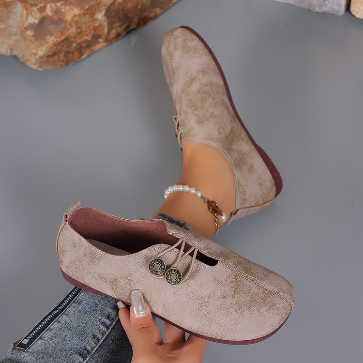export  summer soft leather flat loafers women's round toe slip-on plus size comfortable and versatile shoes