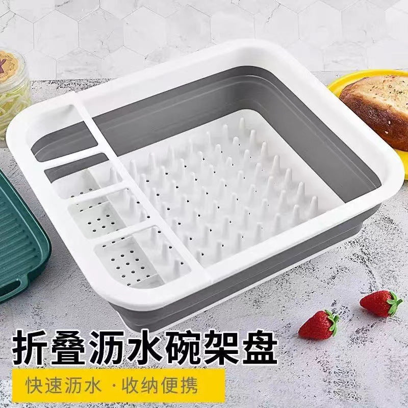 Kitchen foldable bowl rack for home dishes bowls chopsticks tableware storage rack pool sink telescopic drain basket storage rack