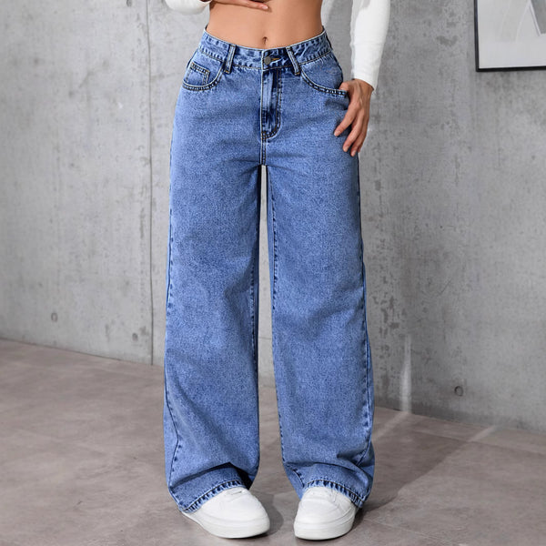 hot-selling jeans women's sweet and spicy style high-waisted straight-leg pants loose casual trousers  explosion