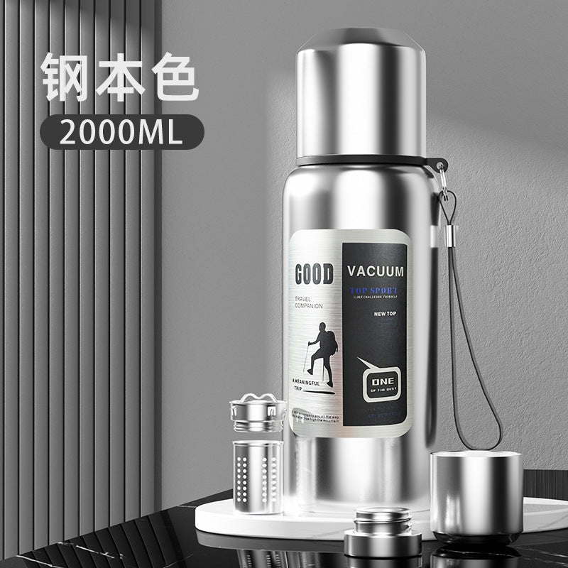 Outdoor men's large capacity all-steel kettle thermos 316 stainless steel tea infuser bottle car portable water cup