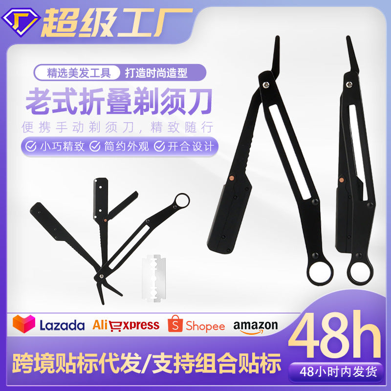 Manual aluminum alloy hollow razor  men's shaving hairdressing knife holder blade change shaving trimming razor