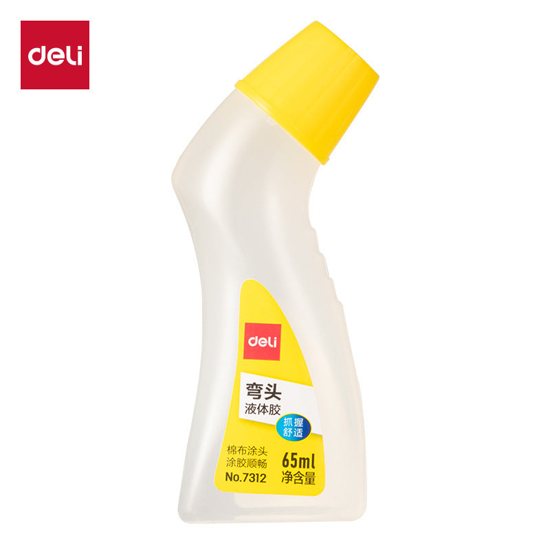 Deli stationery 7312 elbow liquid glue sponge head office supply 65ml student handmade liquid glue wholesale