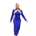 african plus size women's fashion v-neck european and american  sexy maxi dress with color block design