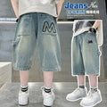 Boys' denim shorts - lightweight summer style, korean casual cropped shorts for older boys and kids - trendy summer jeans