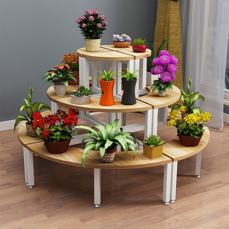 Solid wood corner flower shelf, multi-layered indoor space-saving floor-standing balcony wooden plant flower pot rack storage