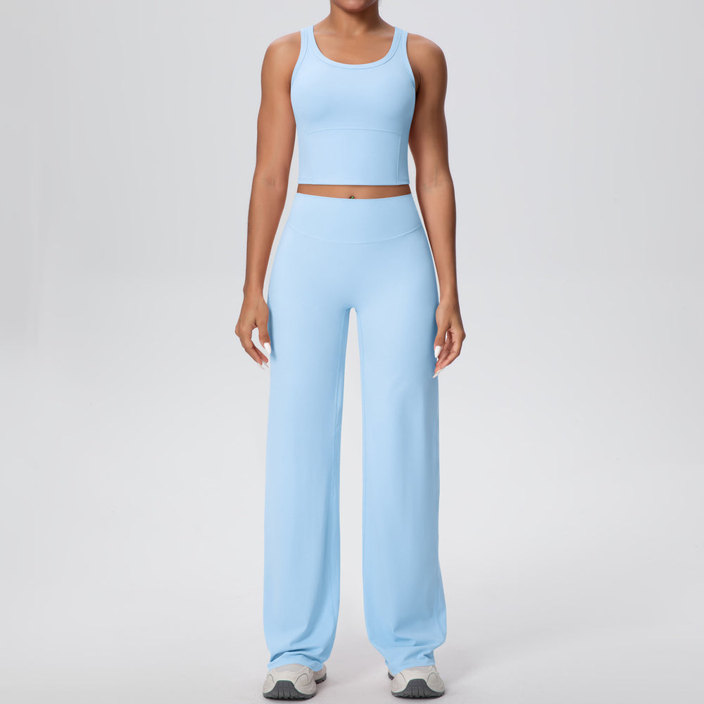 Naked feeling sports beautiful back yoga suit suit high waist silm hip straight-leg pants outdoor running quick-drying fitness suit