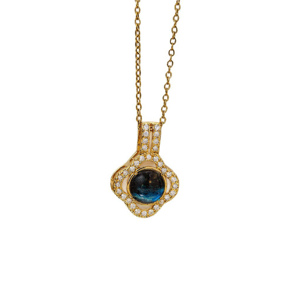 High-quality elegantaccessible luxury full zirconium copper micro-embedded necklace for women, real gold electroplated, simple internet celebrity exquisite sweater chain neck chain
