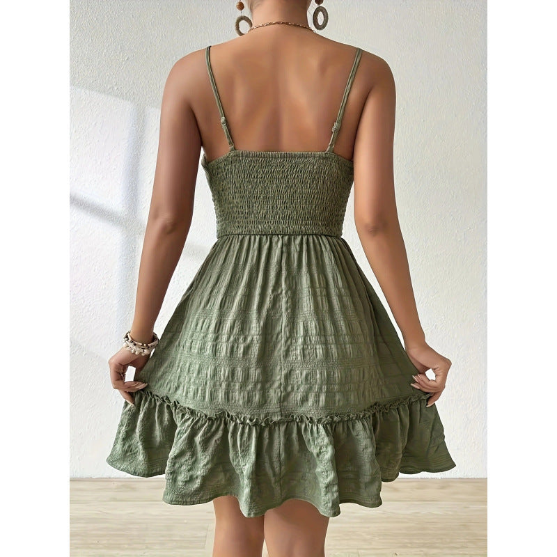 listing: new  women's original elegant spaghetti strap solid color dress