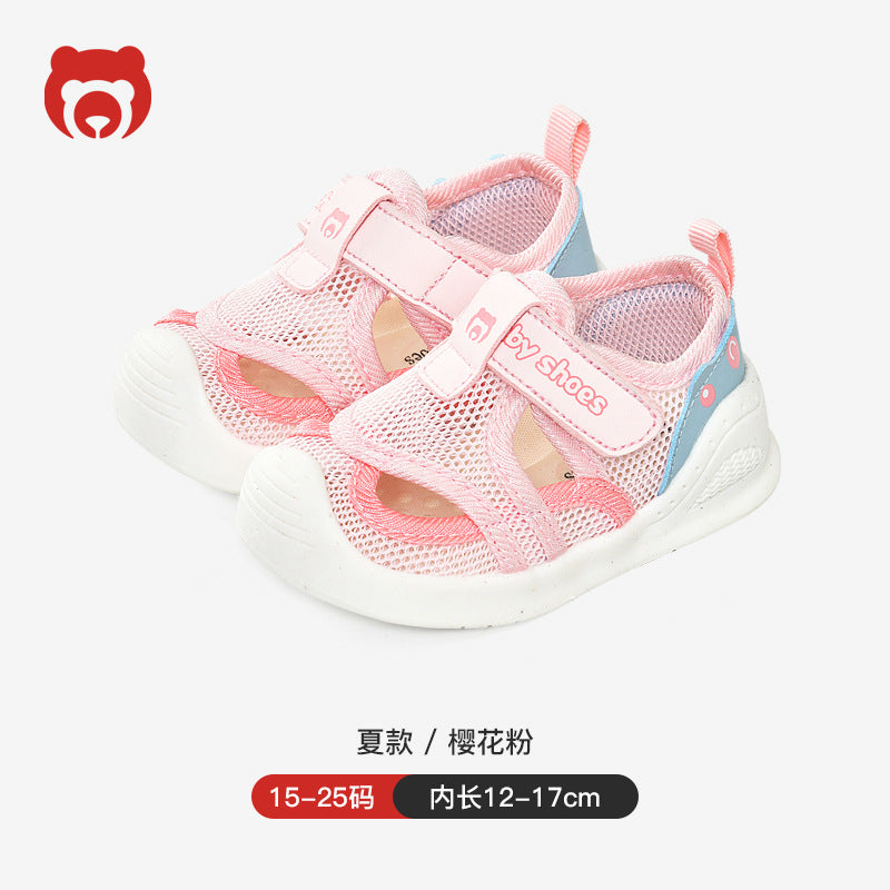 Baby sandals for boys, summer first walker shoes, 0-1-2 years old infant anti-slip soft sole mesh shoes for babies and toddlers, baby girl shoes